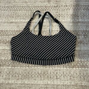 Lululemon black and white striped sports bra